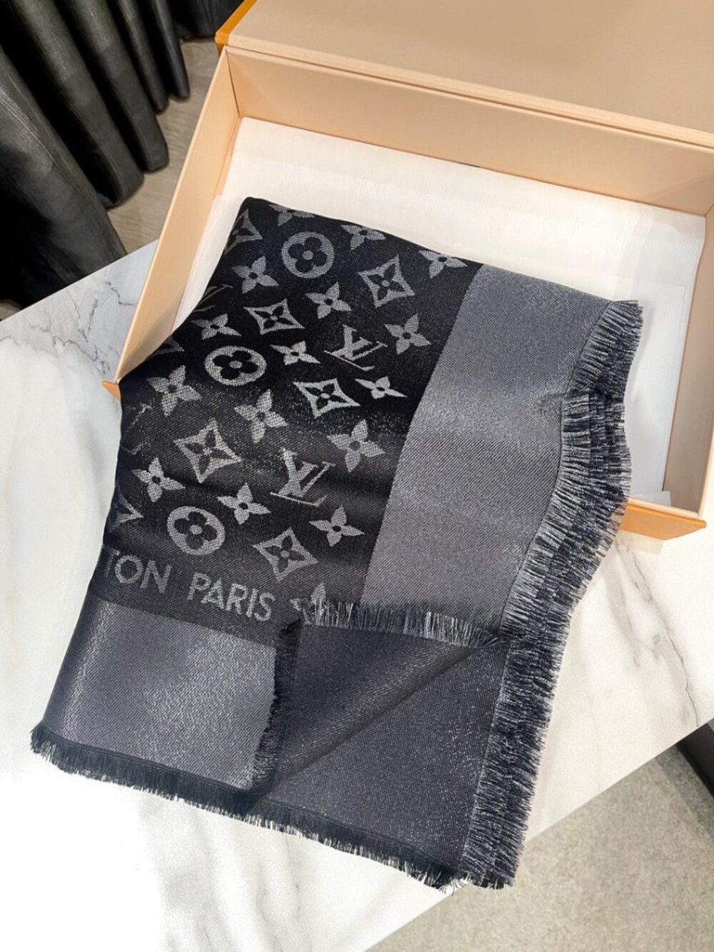 Louis Vuitton Charcoal Monogram Shawl